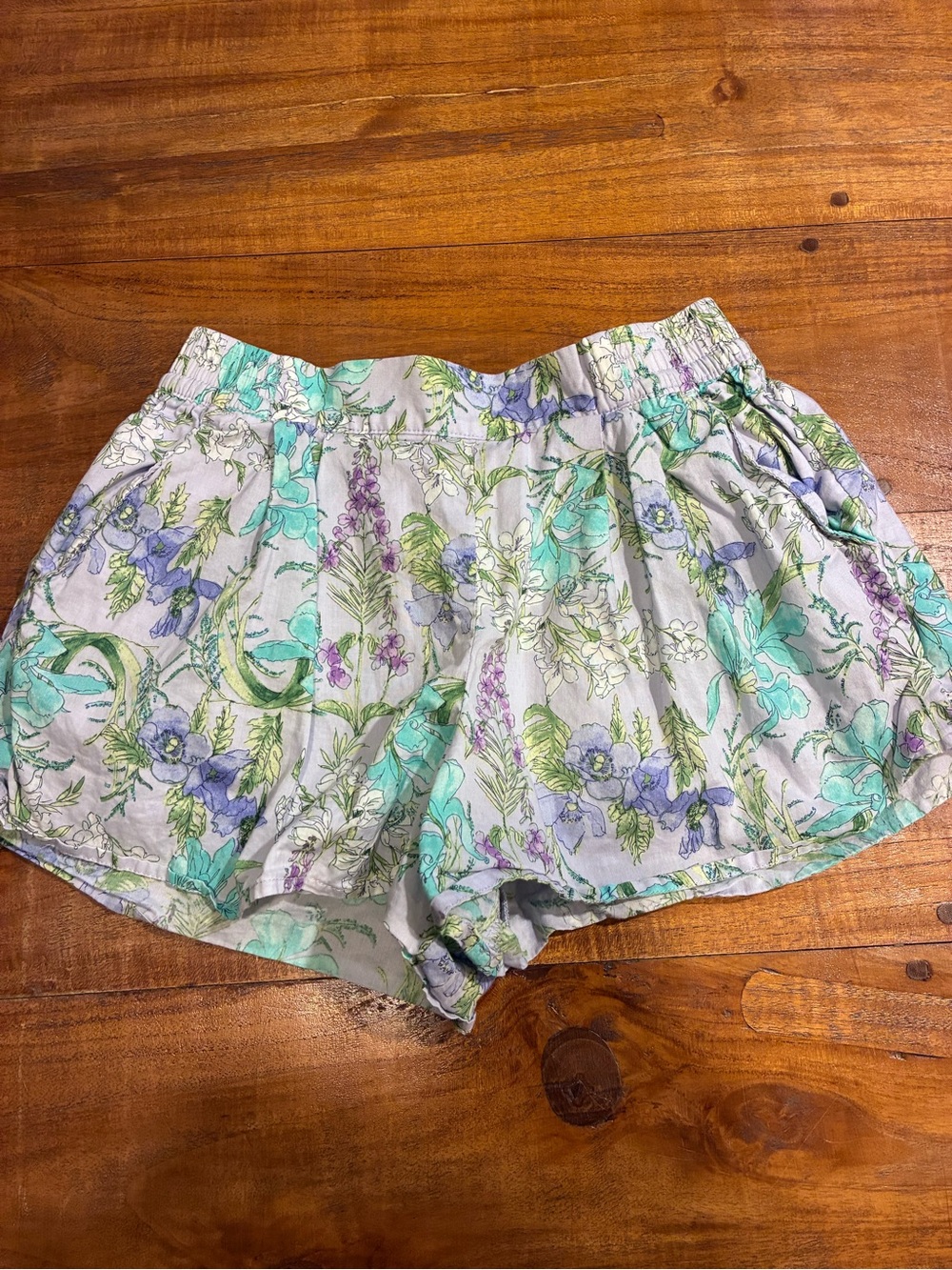 Janie and Jack Floral Print Relaxed Shorts Mint & Lavender Size 10